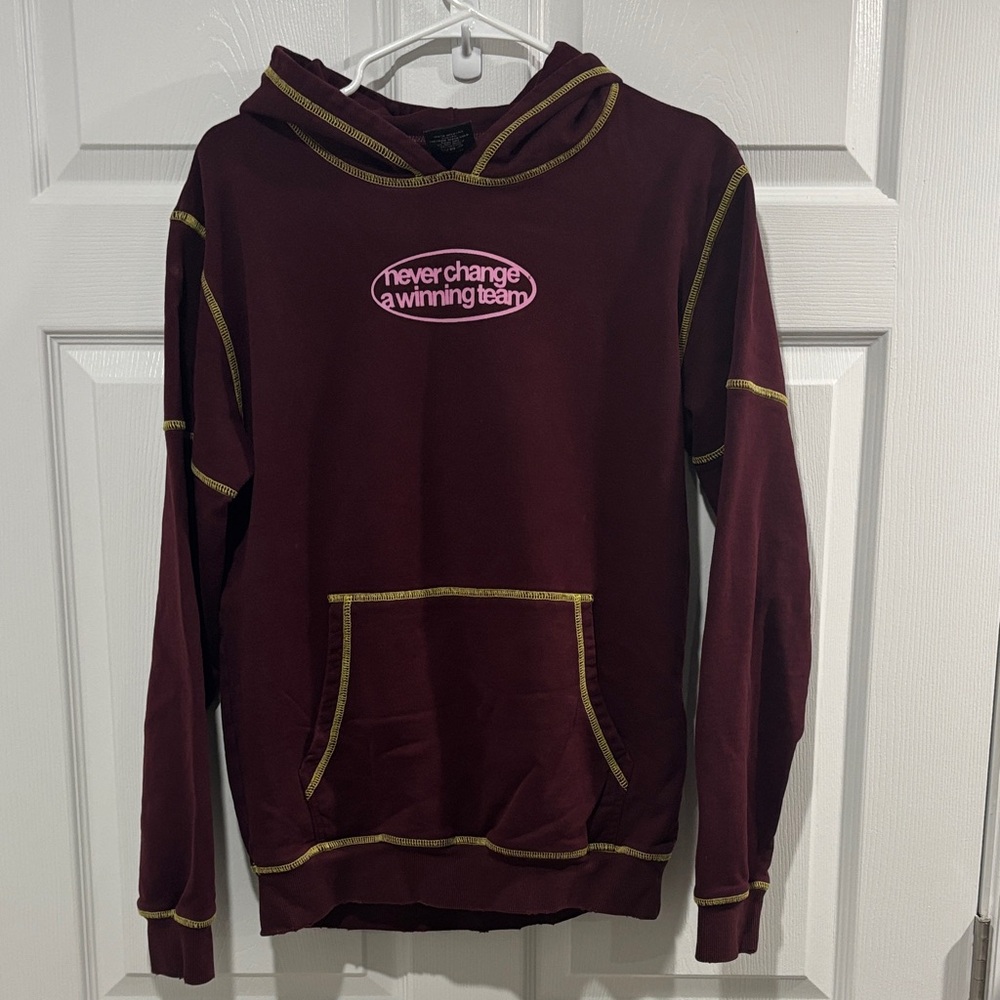 Burgundy Hoodie with Yellow Accents